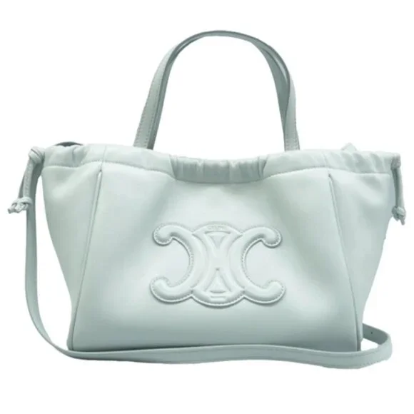 100% Authentic CELINE Blue Leather Satchel - Picture 1 of 12